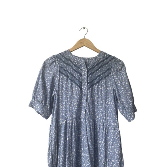 Madewell Puff Sleeve Midi Dress S Cottagecore Garden Peasant Floral Easter - Picture 4 of 13